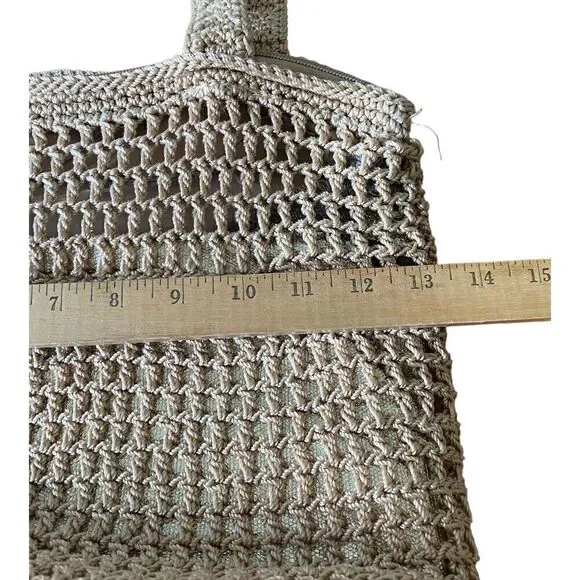 The SAK Tan & Gold Crochet ZIp Inner & Outer Pockets Shoulder bag - Picture 13 of 16